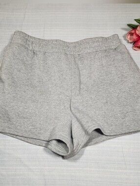 FCT Basics Grey Sweat Shorts Womens Large Elastic Waist Pockets Fleece Lounge